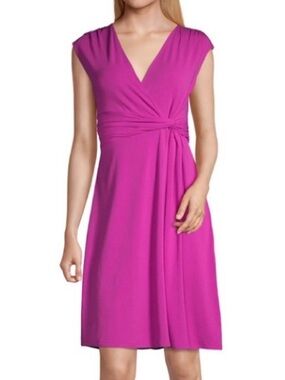 Lands' End Gathered Faux-Wrap Dress TALL